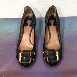 Chloe Wedge Pumps with Buckle Detail